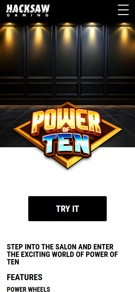 Mobile Power of Ten page showing responsive salon hero and feature text