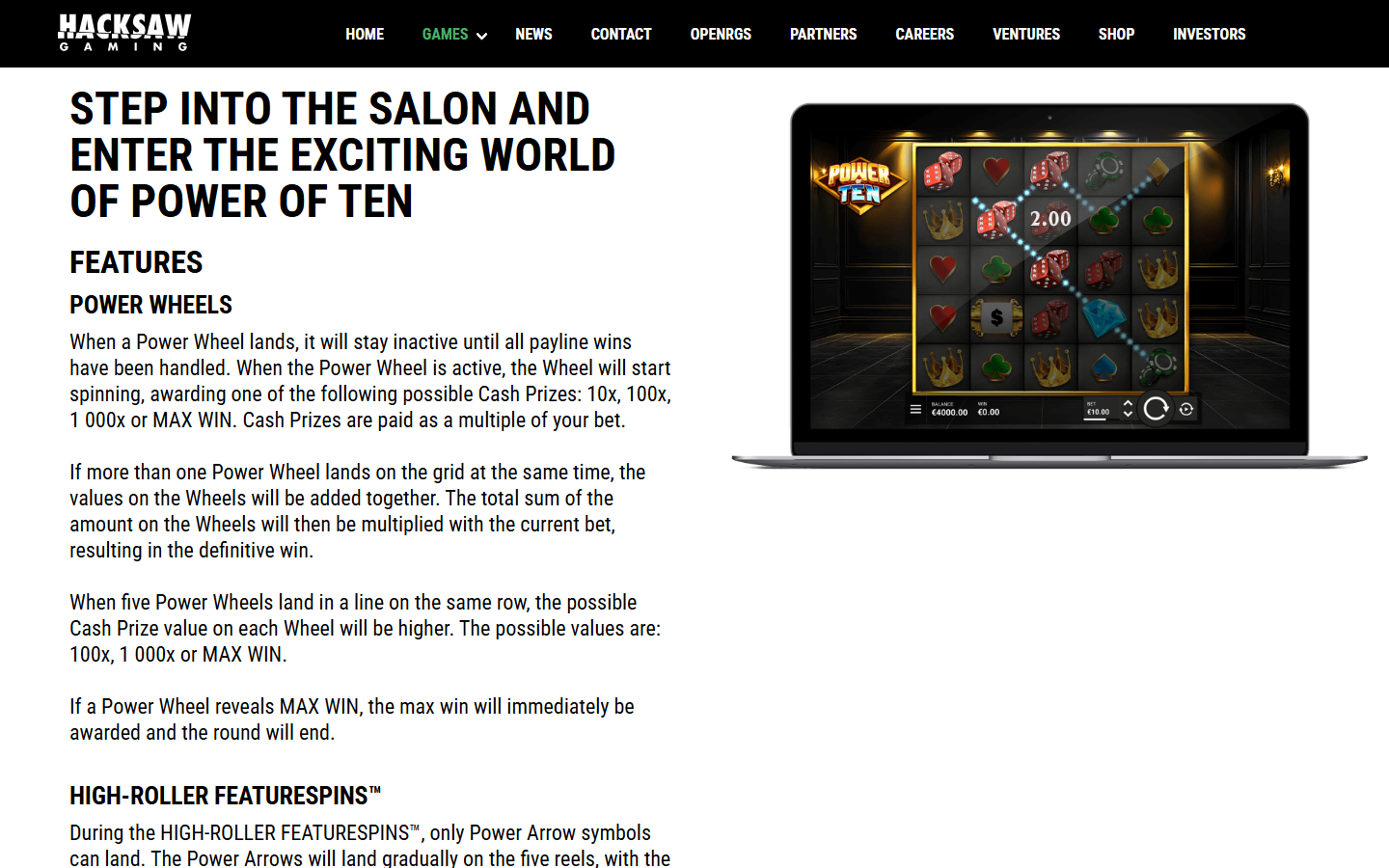 Power of Ten source feature section with Wheel rules and game laptop