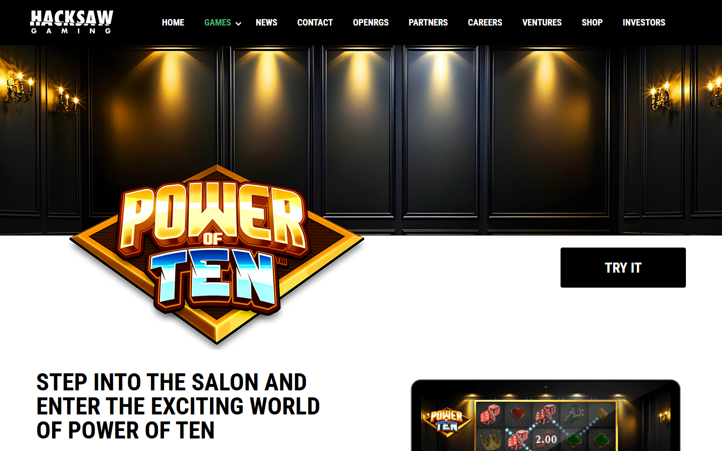 Power of Ten official salon hero with logo and game device